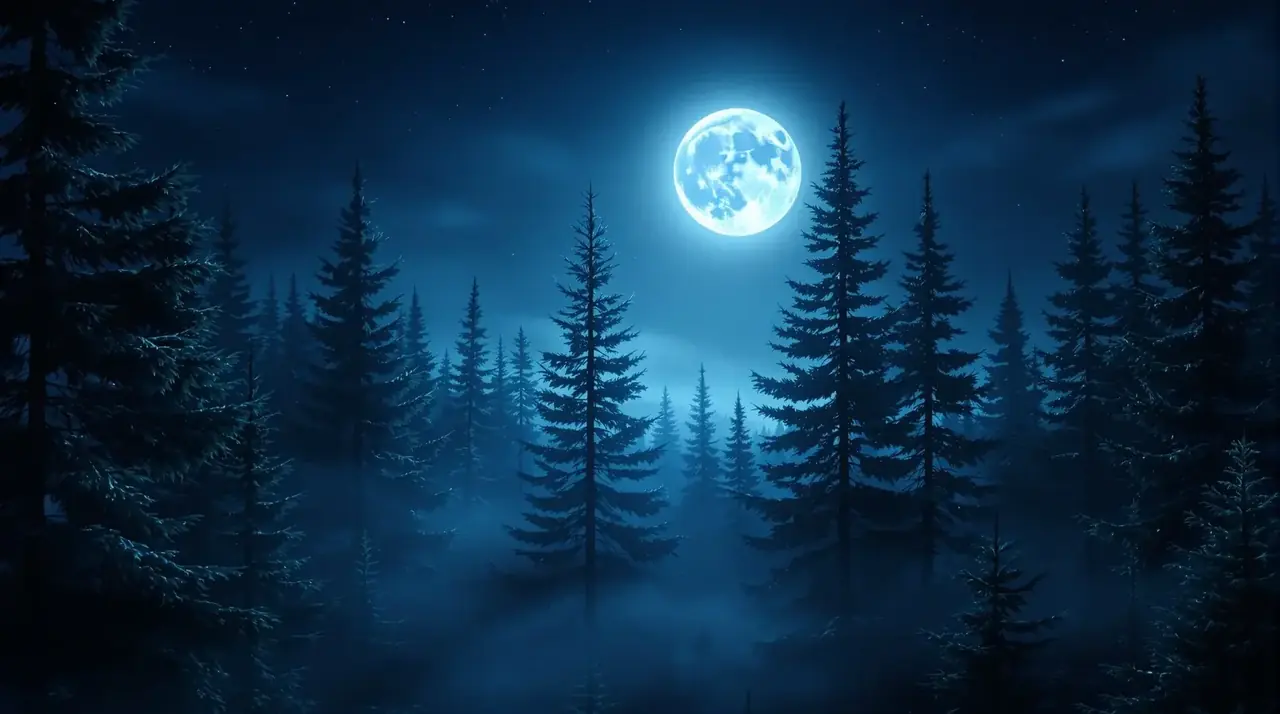 日韩电影 月夜杉林主题背景